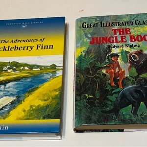 2 Classic Hardcover Books The Adventures Of Huckleberry Finn & The Jungle Book